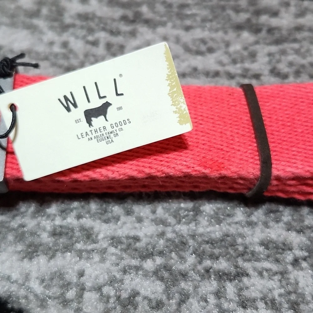 WILL LEATHER GOODS RED WOVEN ADJUSTABLE LENGTH & METAL 